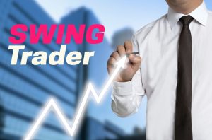 Swing traders draws market price on touchscreen.