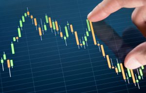 Touching stock market graph on a touch screen device.